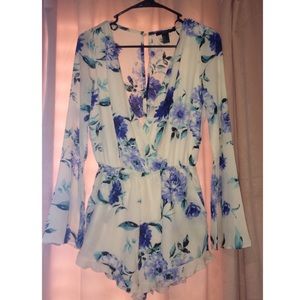 Floral turquoise play suit romper